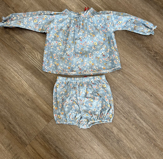 CHRISTINA ROHDE BLUE FLORAL BLOOMER SET