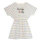 "Cherry Camp" Striped Blue Dress