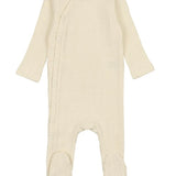 Dotted Side Snap Footie Set ivory/mulberry