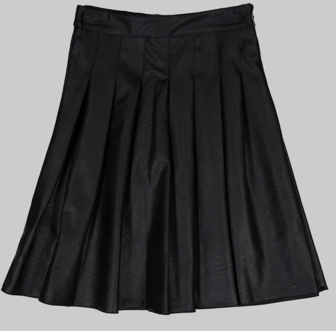 Leather Pleated Skirt