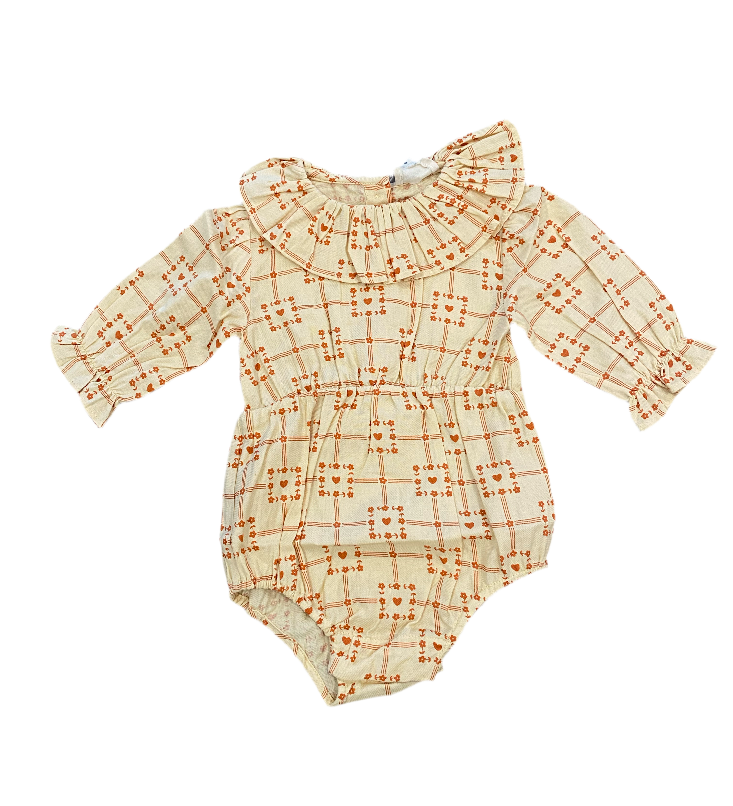 Twill Square Heart Melissa Romper