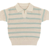 Rompp Pointelle Green Stripe Sweater