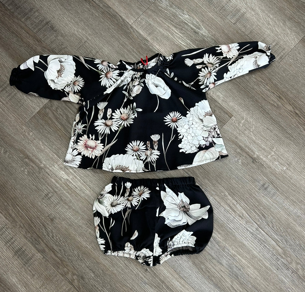 CHRISTINA ROHDE BLACK FLORAL BLOOMER SET