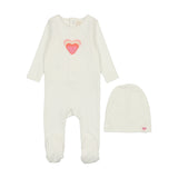 Big Graphic Heart Footie - White