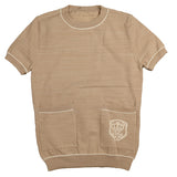 Slub Knit Embroidered Emblem Top with Linen Shorts