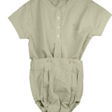 Mandarin Collar Half Buttoned Striped Shirt and Bloomer Set