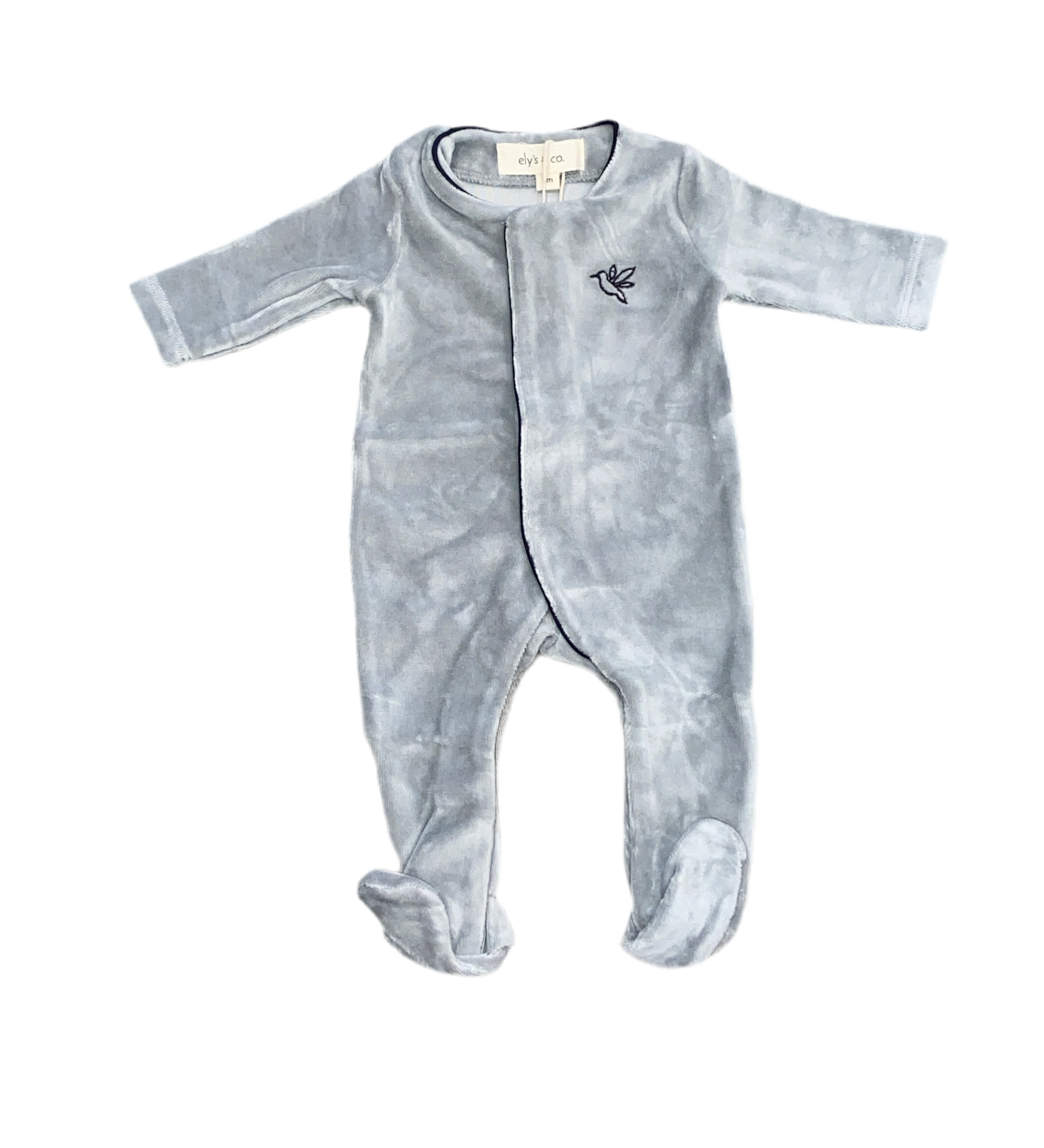 Velour Embroidered Bird Footie