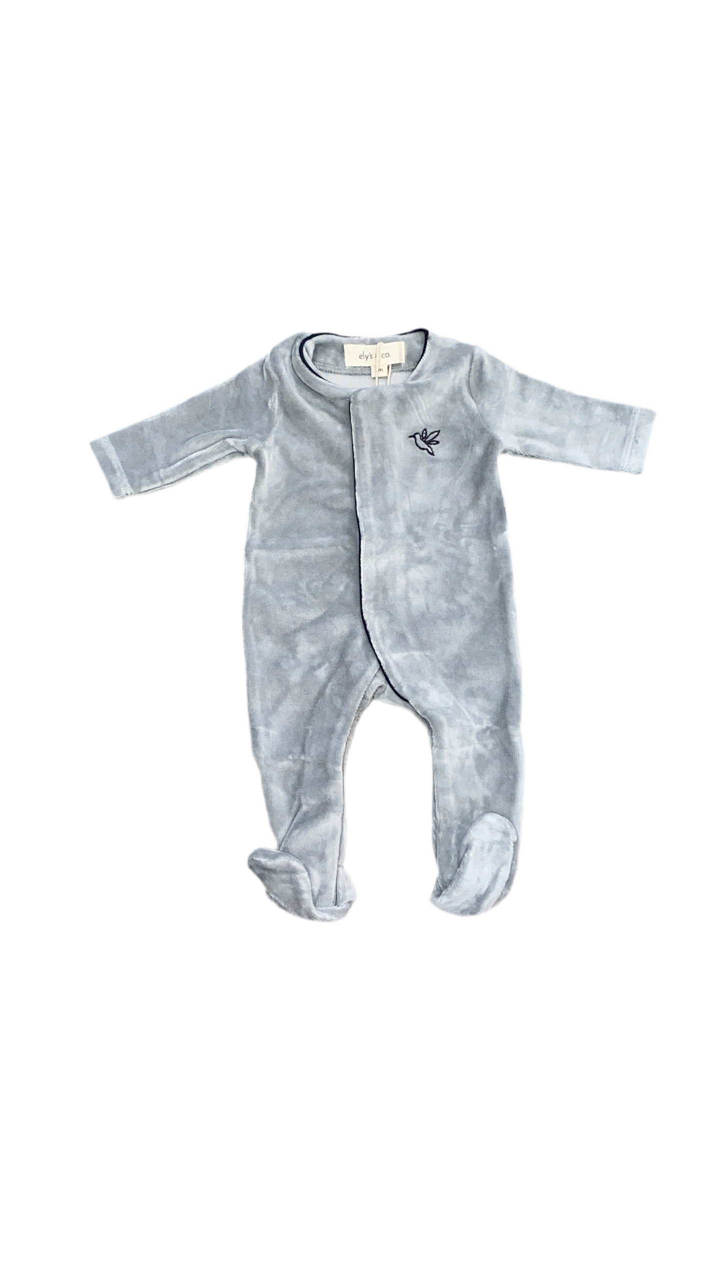 Velour Embroidered Bird Footie