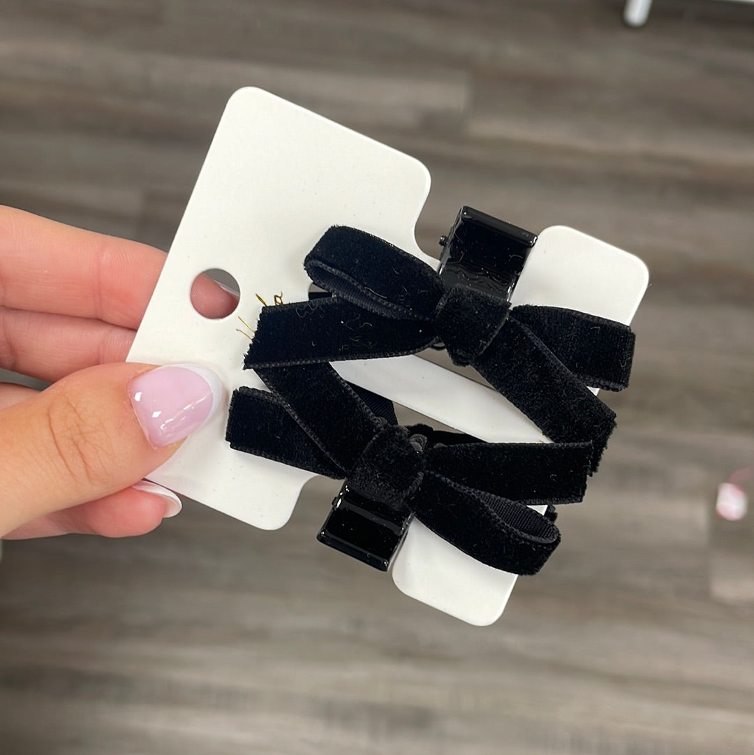 Velvet Bow Mini Claw Clip Set