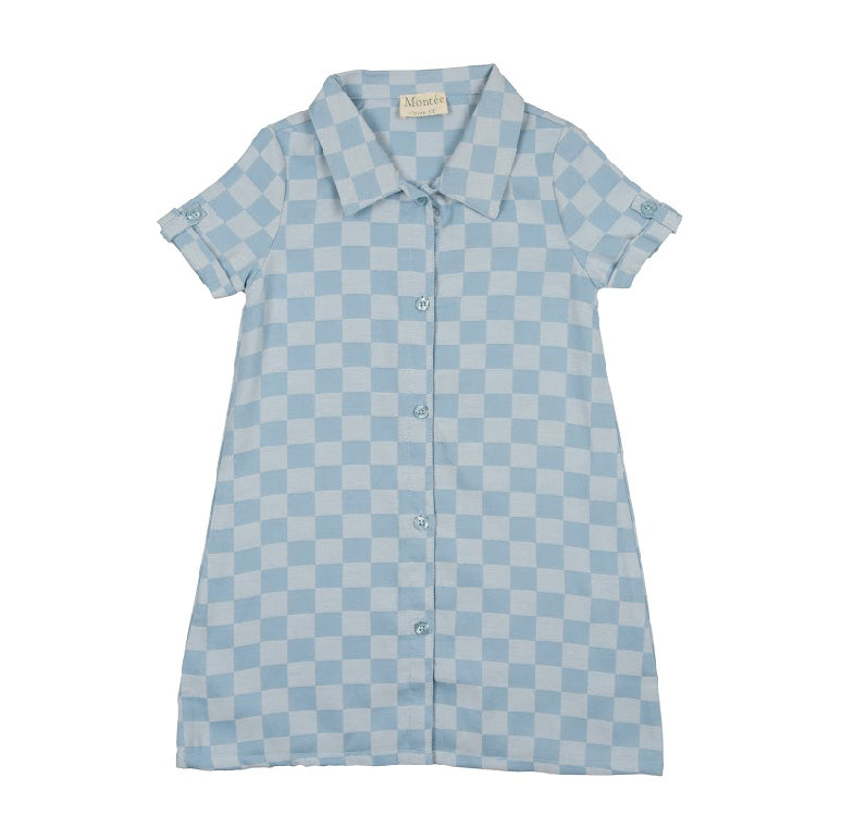 Denim Check Short Sleeve Dress