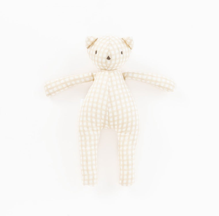 Gingham Teddy Rattle