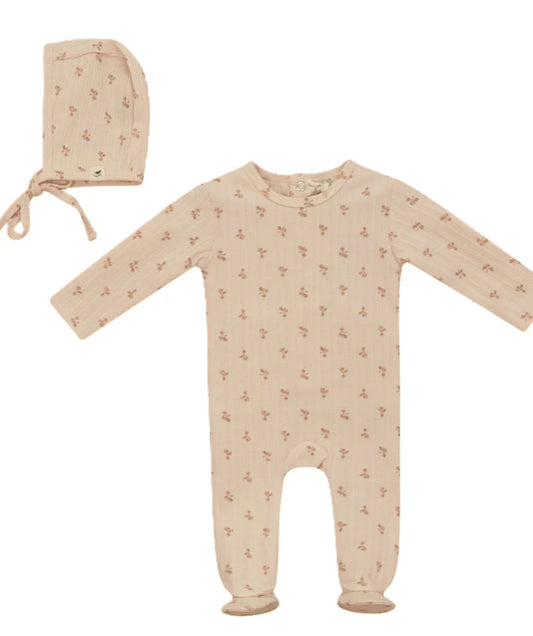 Blush Radish Print Onsie With Bonnet