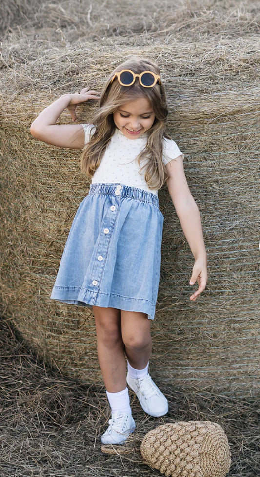 Stonewash Button Down Skirt