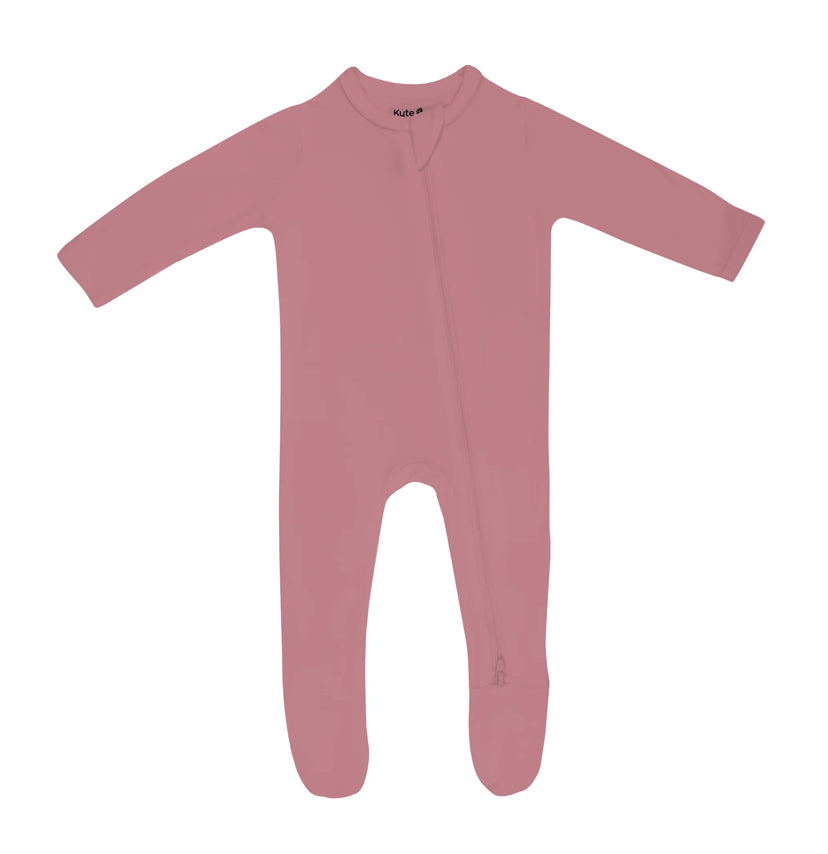 Kyte Zippered Footie in Dusty Rose