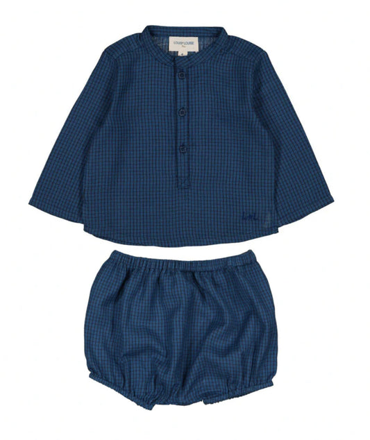 Navy Check Shirt & Bloomers