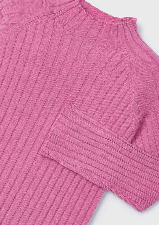 Pink Ribbed Mockneck