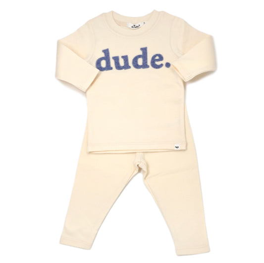 “Dude” Ribbed Applique 2pc Set