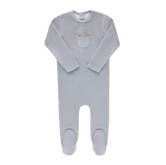 Boys Velour Pocket Full of Flowers Footie