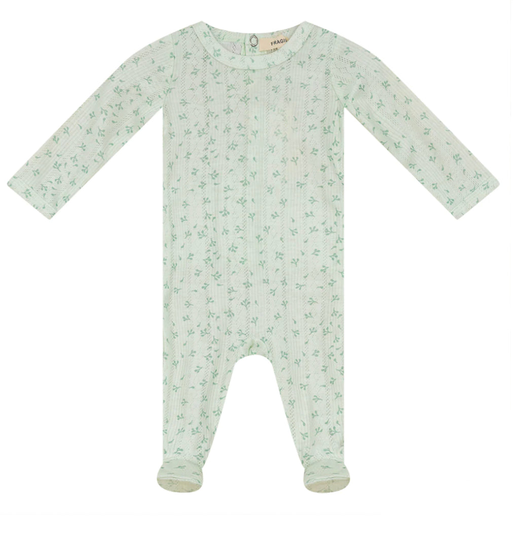 Pointelle Leaves Print Onesie