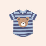 Furry Hux Blue Stripe Bear T-Shirt & Slouch Short Set