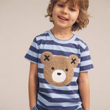 Furry Hux Blue Stripe Bear T-Shirt & Slouch Short Set