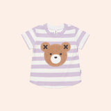 Furry Hux Orchid Stripe T-Shirt & Rib Shorts Set