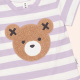 Furry Hux Orchid Stripe T-Shirt & Rib Shorts Set