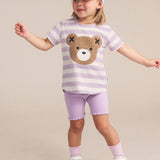 Furry Hux Orchid Stripe T-Shirt & Rib Shorts Set