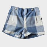 Gingham Design Side Button Shorts