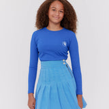 Micro Rib Tee with Waisted Pleated Skirt Set