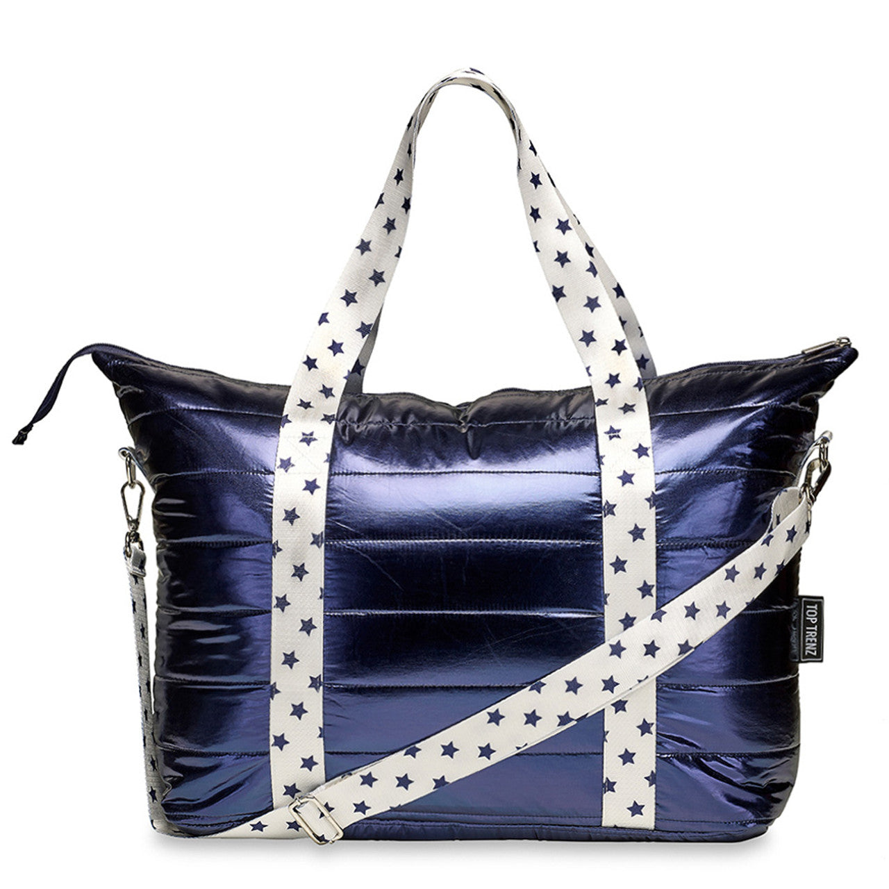 Navy Star Puffer Tote Bag