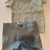 Marled Textured Knit Top with Linen Shorts