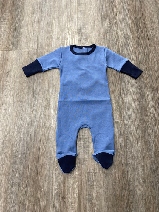 Coton Pompom Blue Colorblock Footie