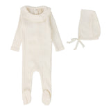 Fine Pointelle Ruffle Collar Footie Set