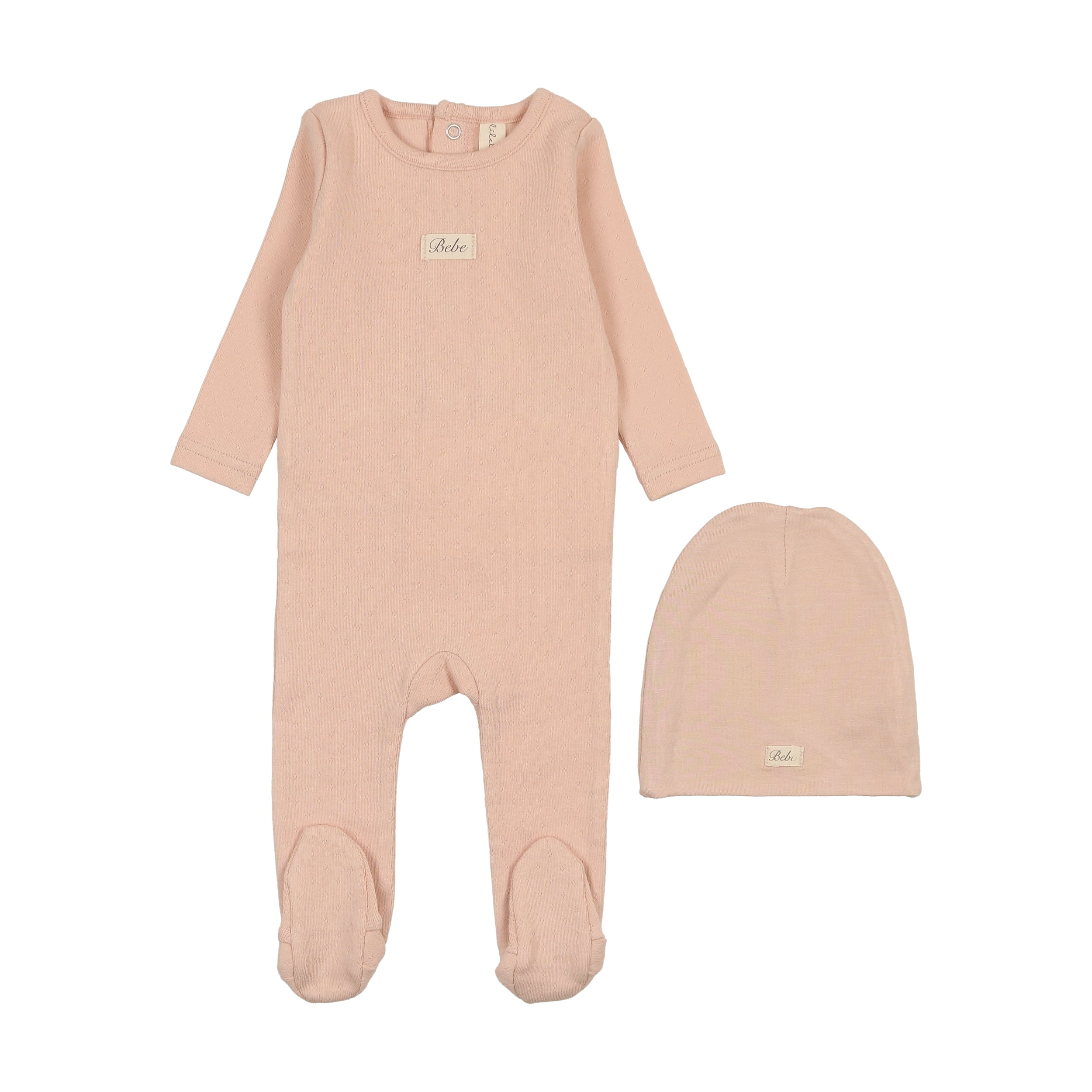 Pointelle Bebe Footie - Shell Pink