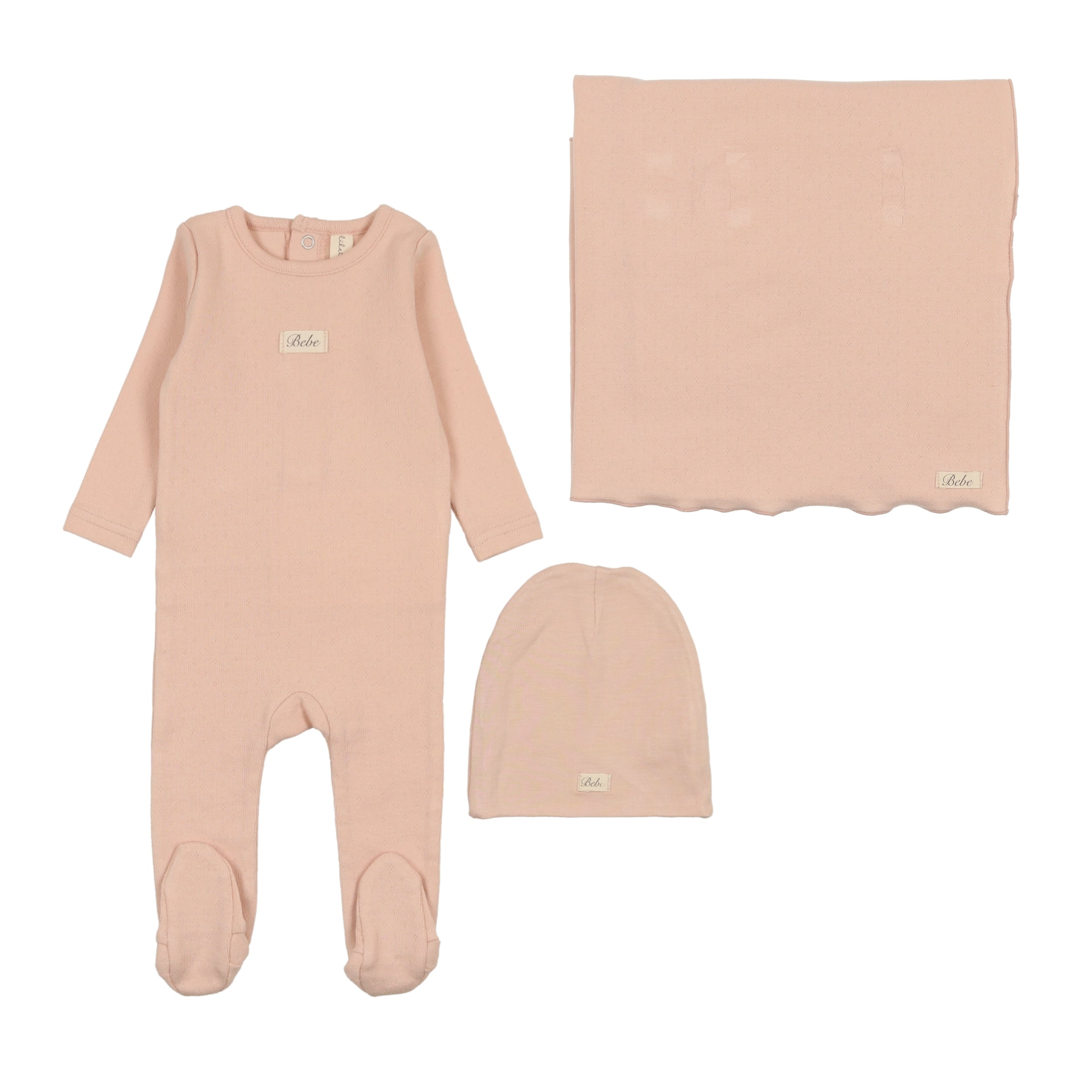 Pointelle Bebe Footie - Shell Pink