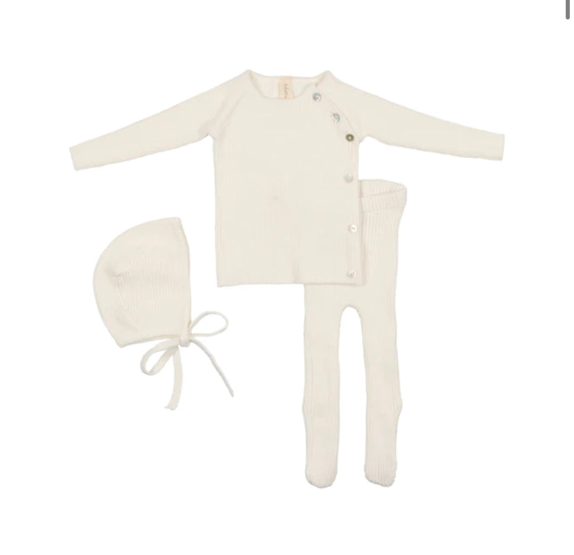 Winter White Knit Ribbed Bris Set