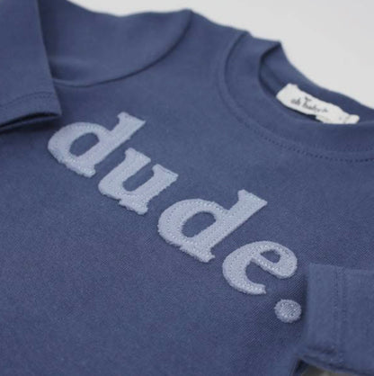 Fog “dude” Applique on Denim 2-piece Set