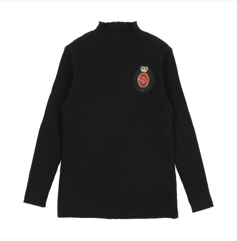 Crest Knit Funnel Neck Sweater