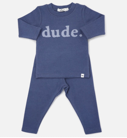 Fog “dude” Applique on Denim 2-piece Set