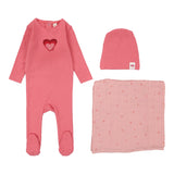 Big Graphic Heart Footie - Bright Pink