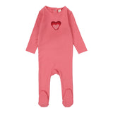 Big Graphic Heart Footie - Bright Pink