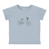 Boys Bike Tee in Blue with White Denim Shorts